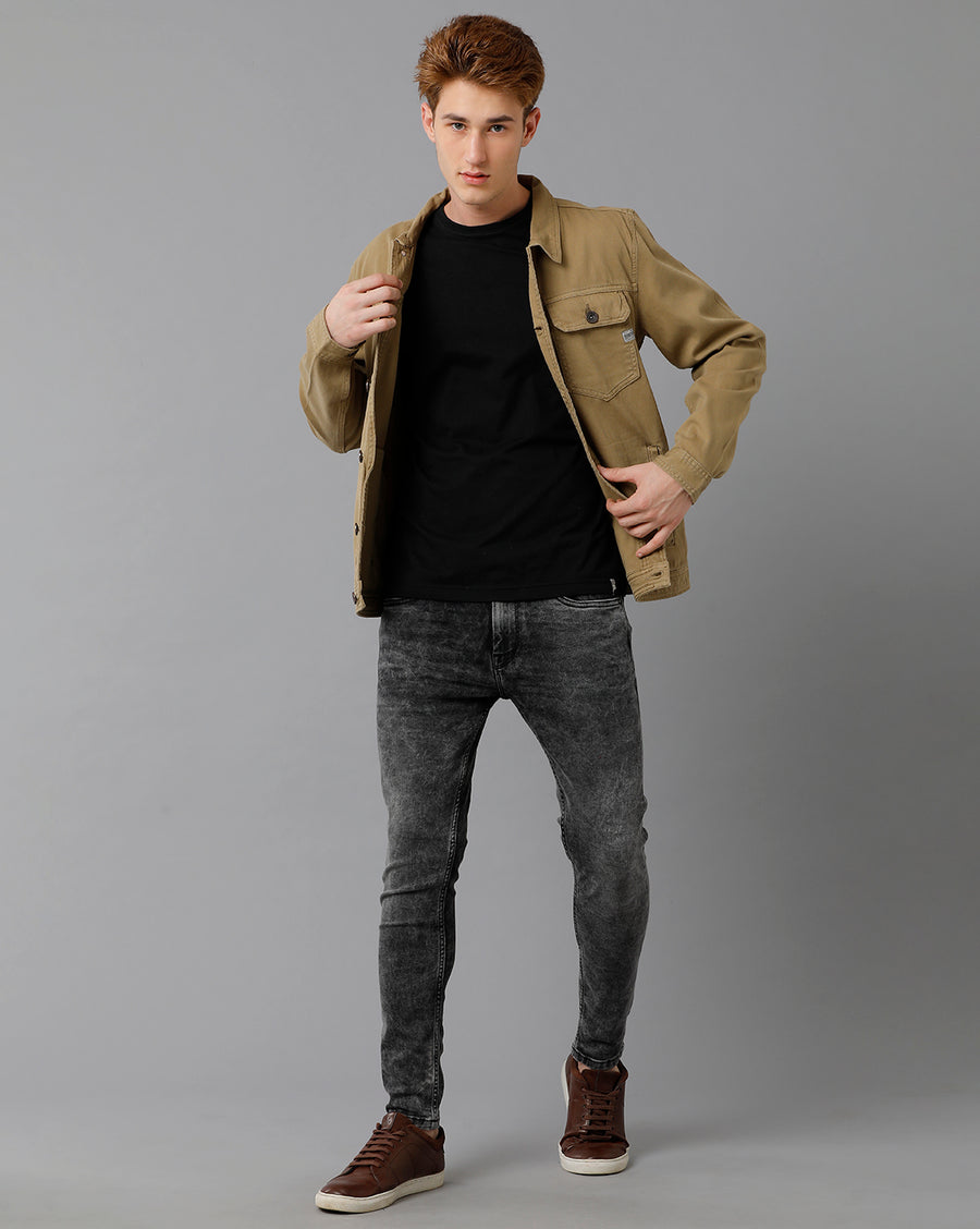 VOI Jeans Men's KHAKI Yarn Dyeied Jacket