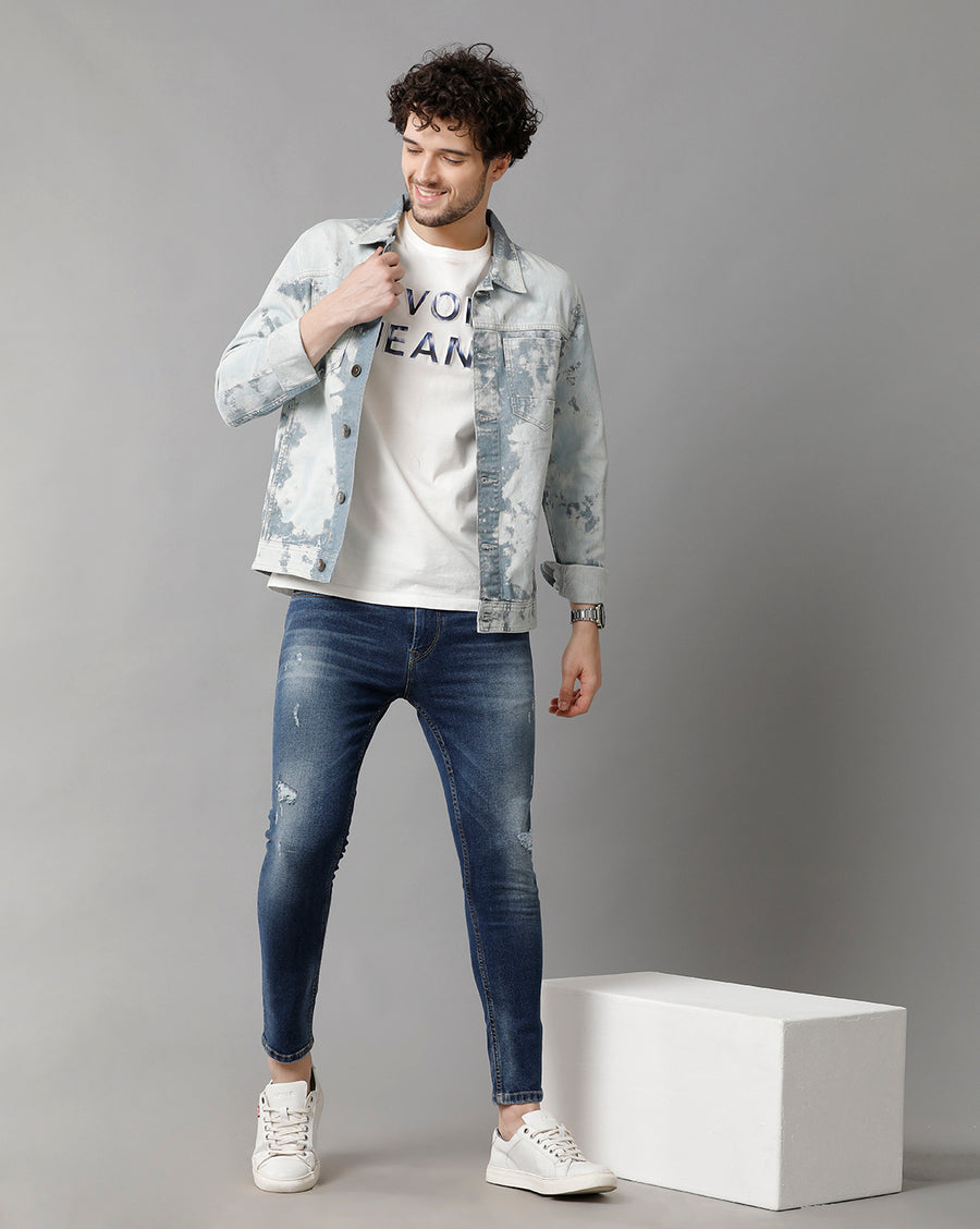 Men Solid Regular Fit Casual Denim Jacket