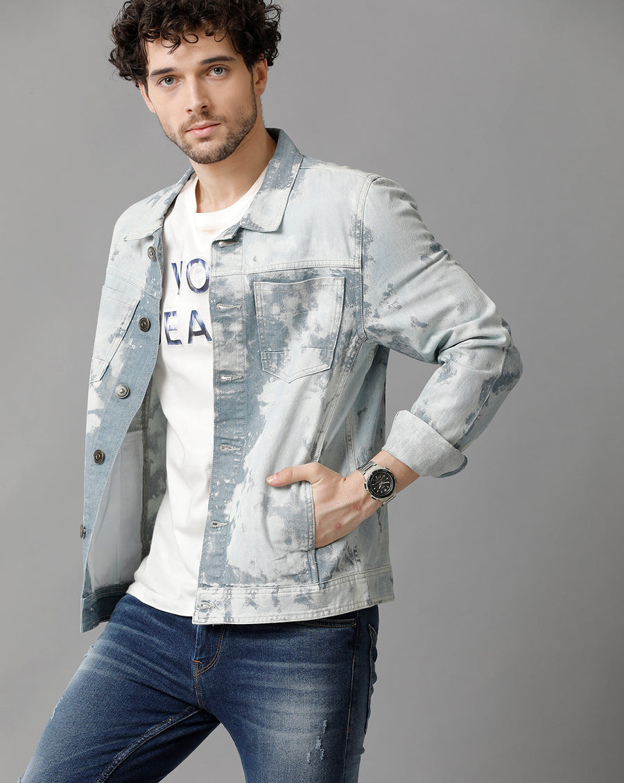 Men Solid Regular Fit Casual Denim Jacket