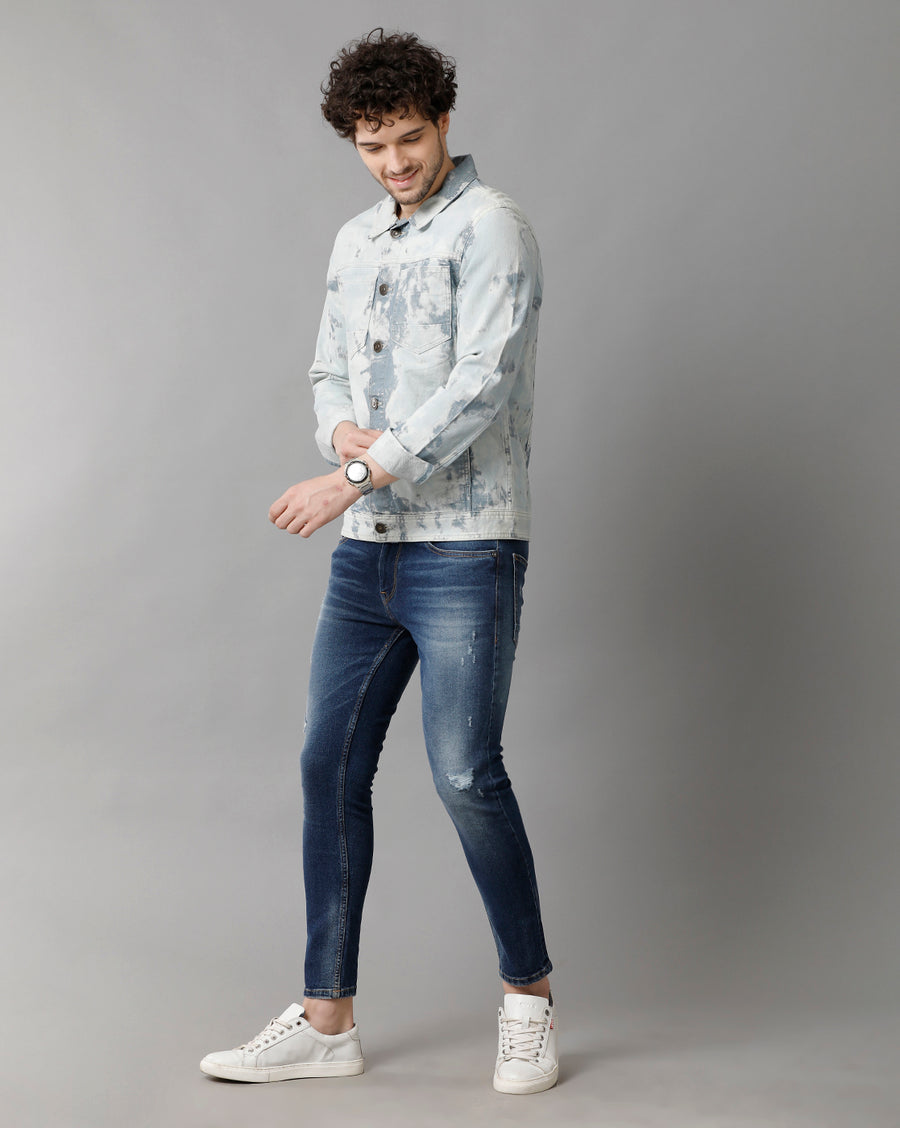 Men Solid Regular Fit Casual Denim Jacket