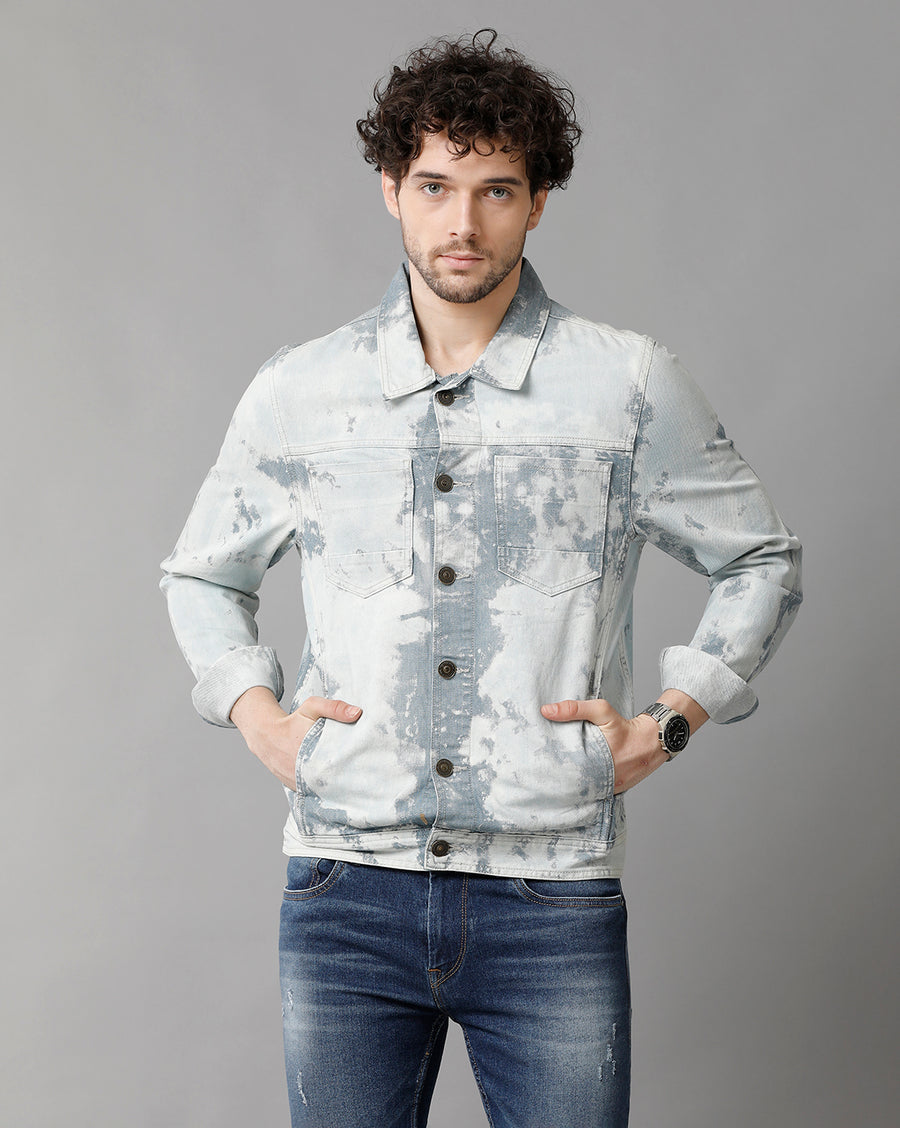 Men Solid Regular Fit Casual Denim Jacket