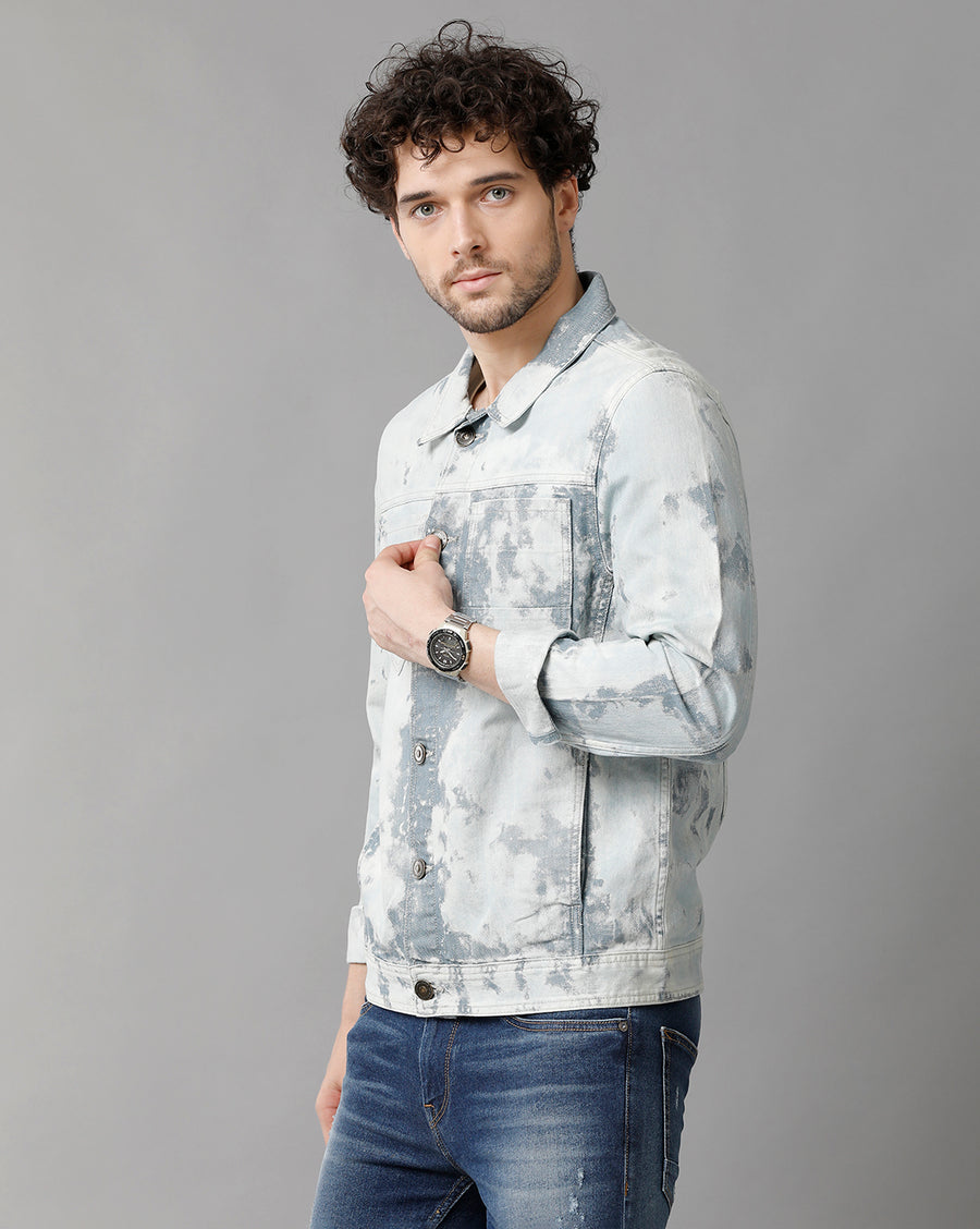 Men Solid Regular Fit Casual Denim Jacket