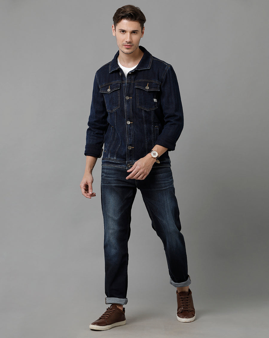Voi Jeans  Mens Regular Fit Mid Blue Jacket - VOJKF200