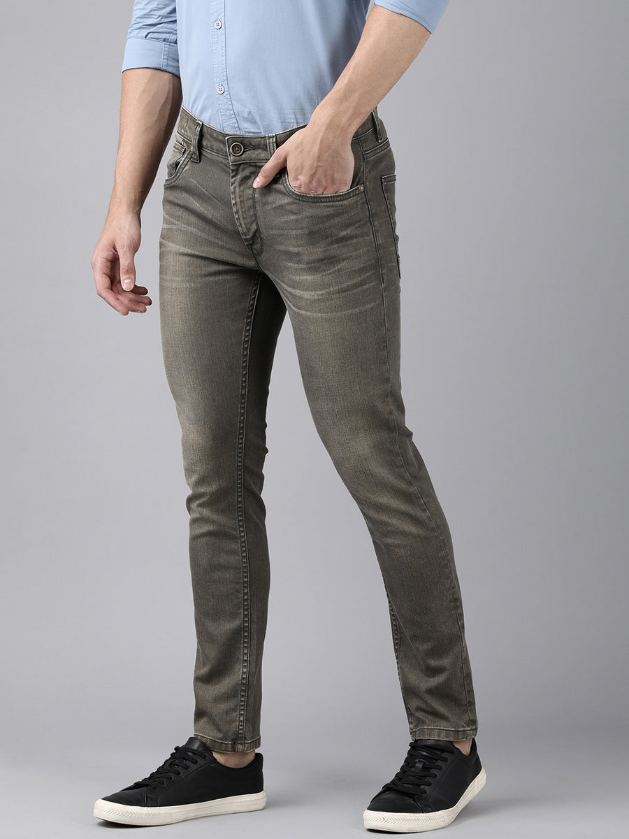 Men Light Olive Skinny Fit Jeans