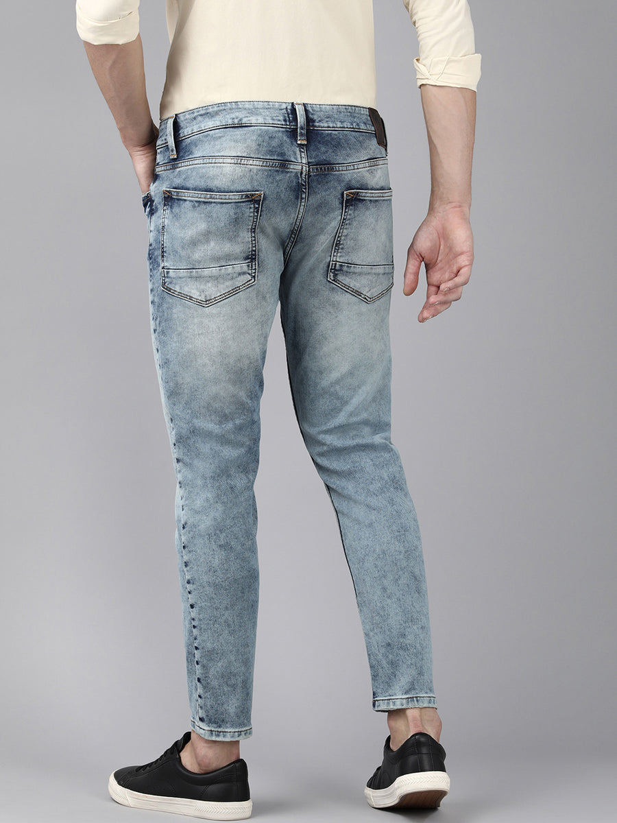 Voi Men Indigo Track Skinny Cropped Fit Jeans