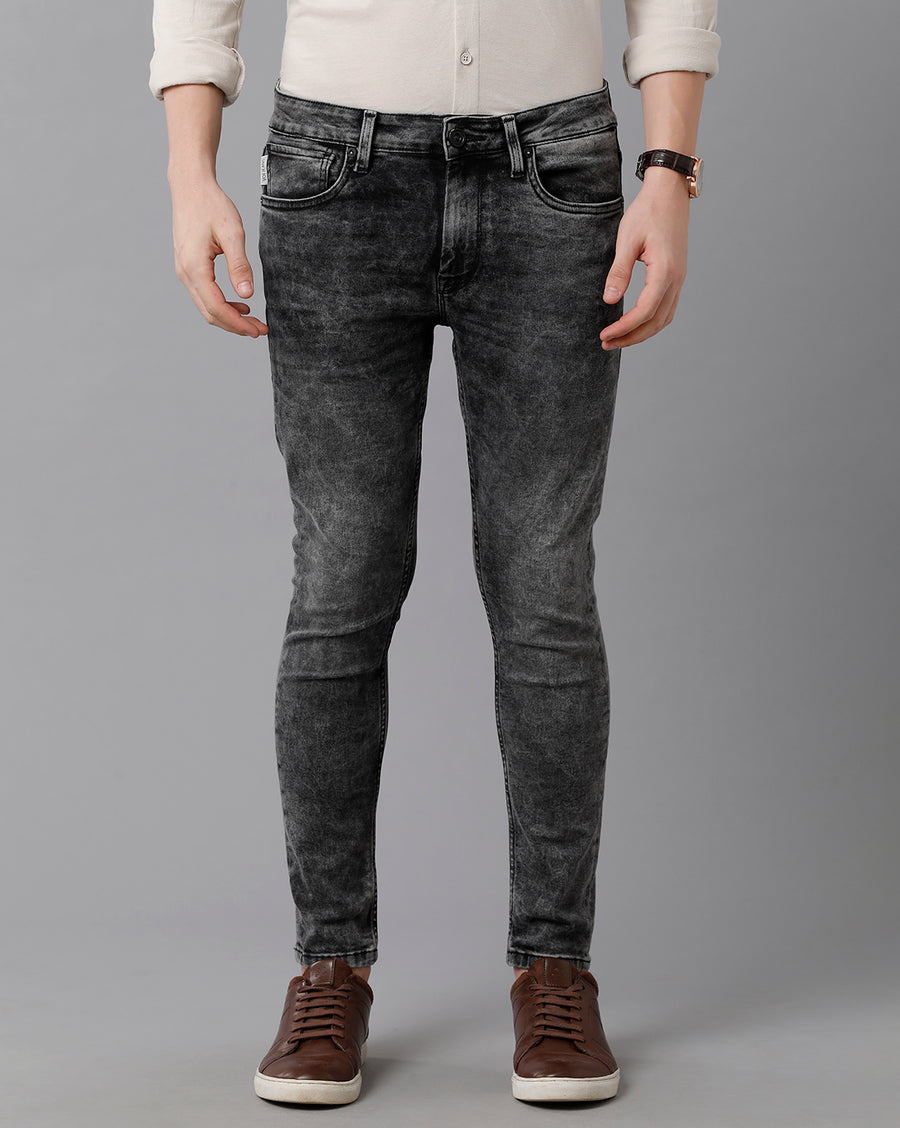 VOI Jeans Men's Black Cotton Blended Slim Fit Jeans