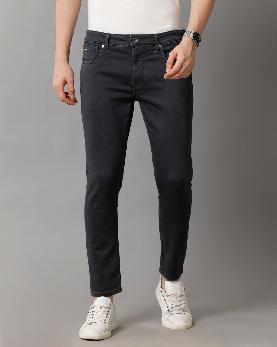 Men Solid Track Cropped Skinny Casual Jeans