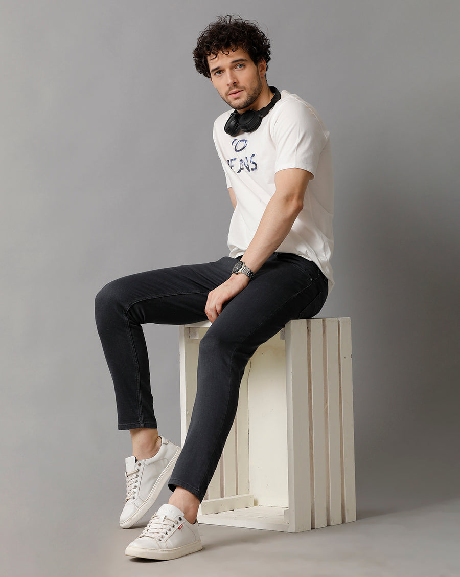 Men Solid Track Cropped Skinny Casual Jeans