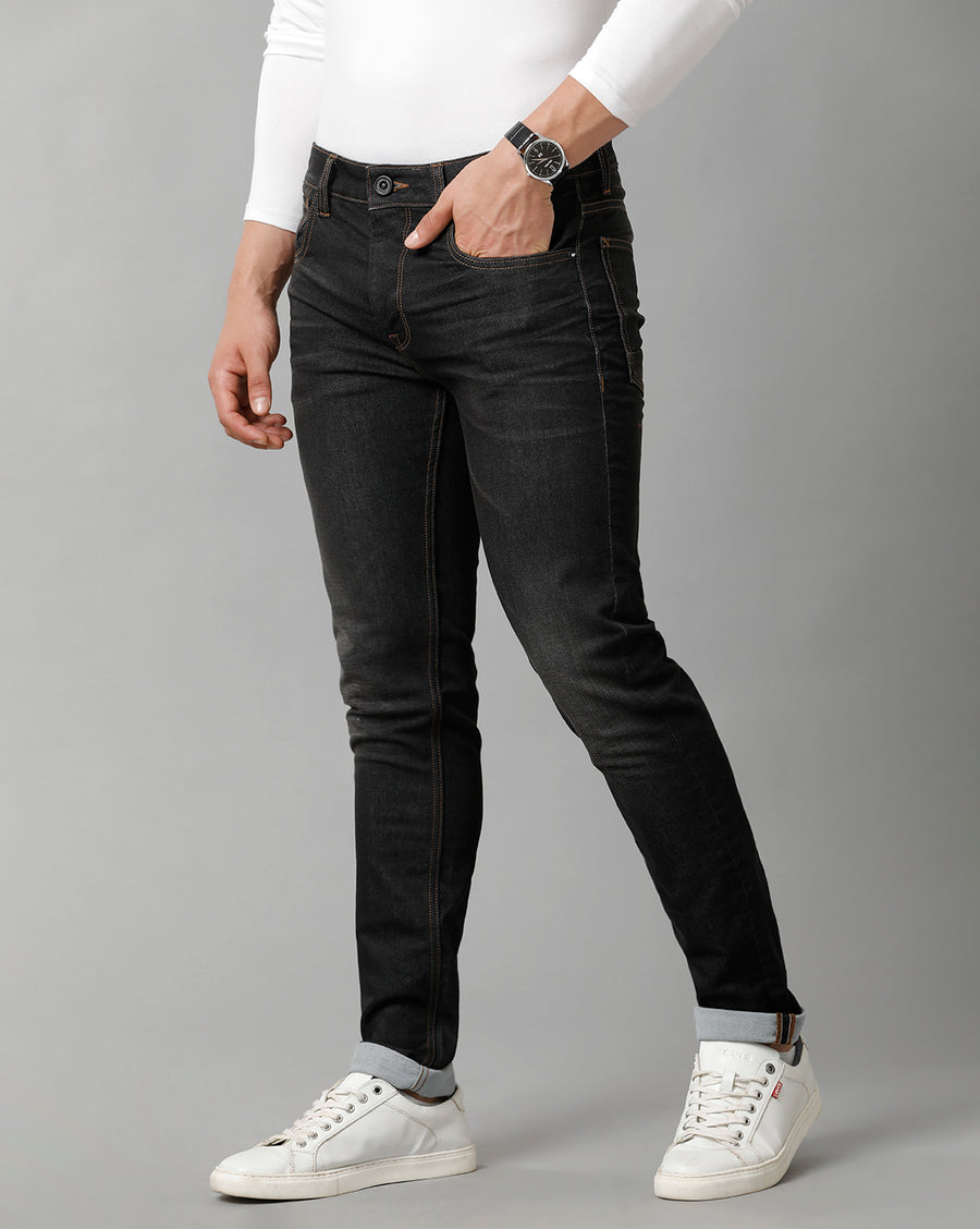 Men Solid Track Skinny Casual Jeans