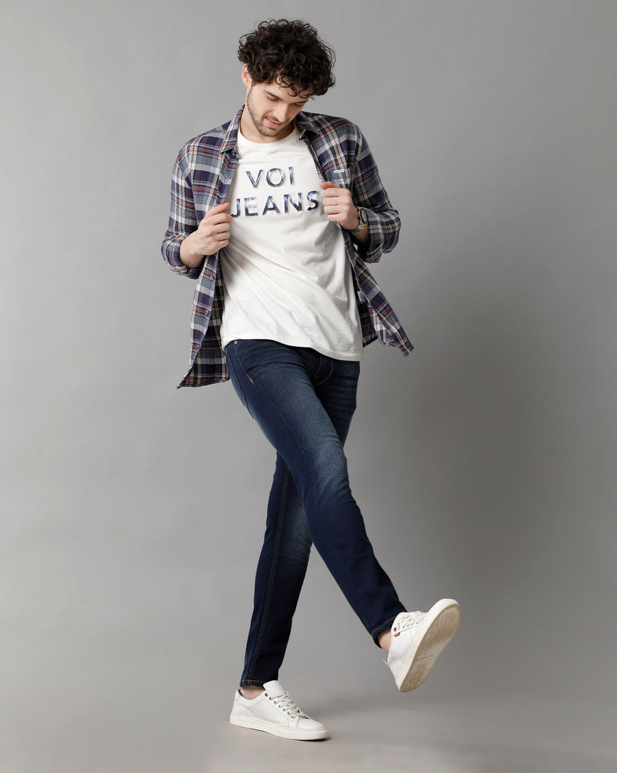 Men Solid Track Skinny Casual Jeans