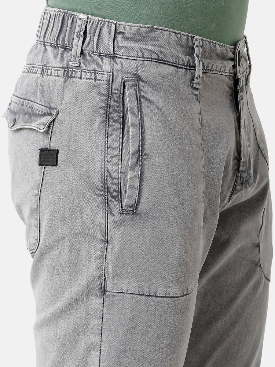 Men Grey Relaxed Straight Leg Trousers