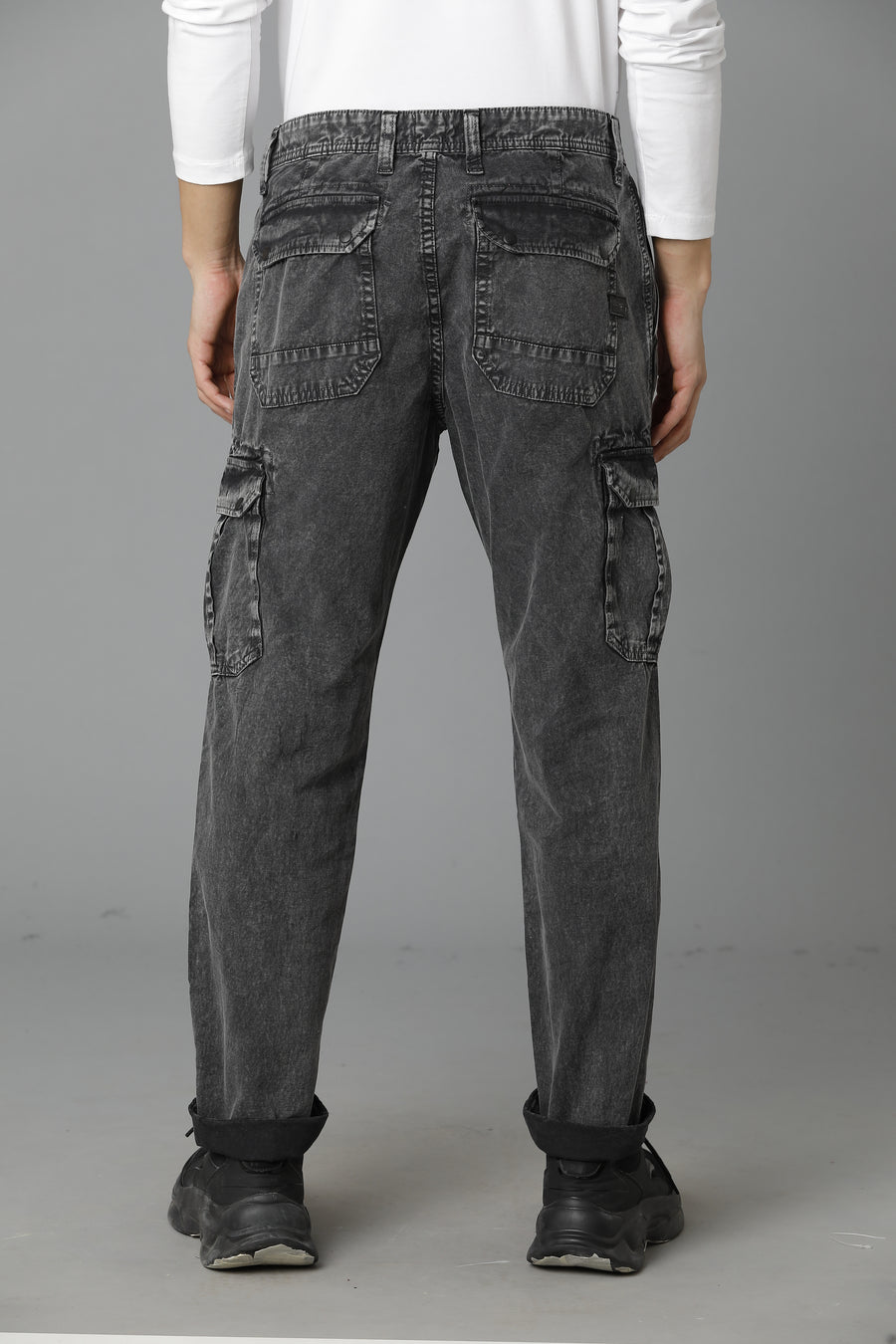 Voi Jeans Men's Black Non Denim Diaplo Cargo Fit Jeans - VOND0203