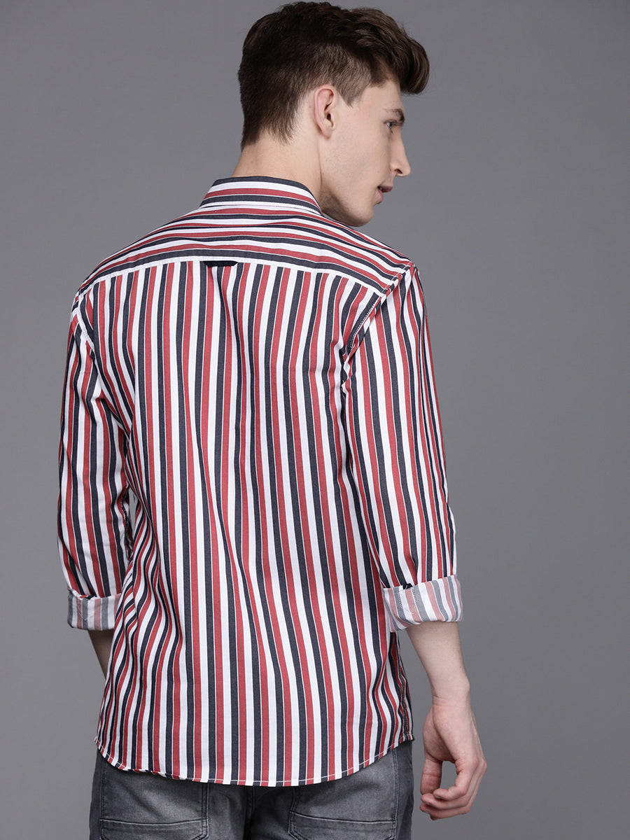 Men's Stripes Spread Collar Full Sleeve Shirts