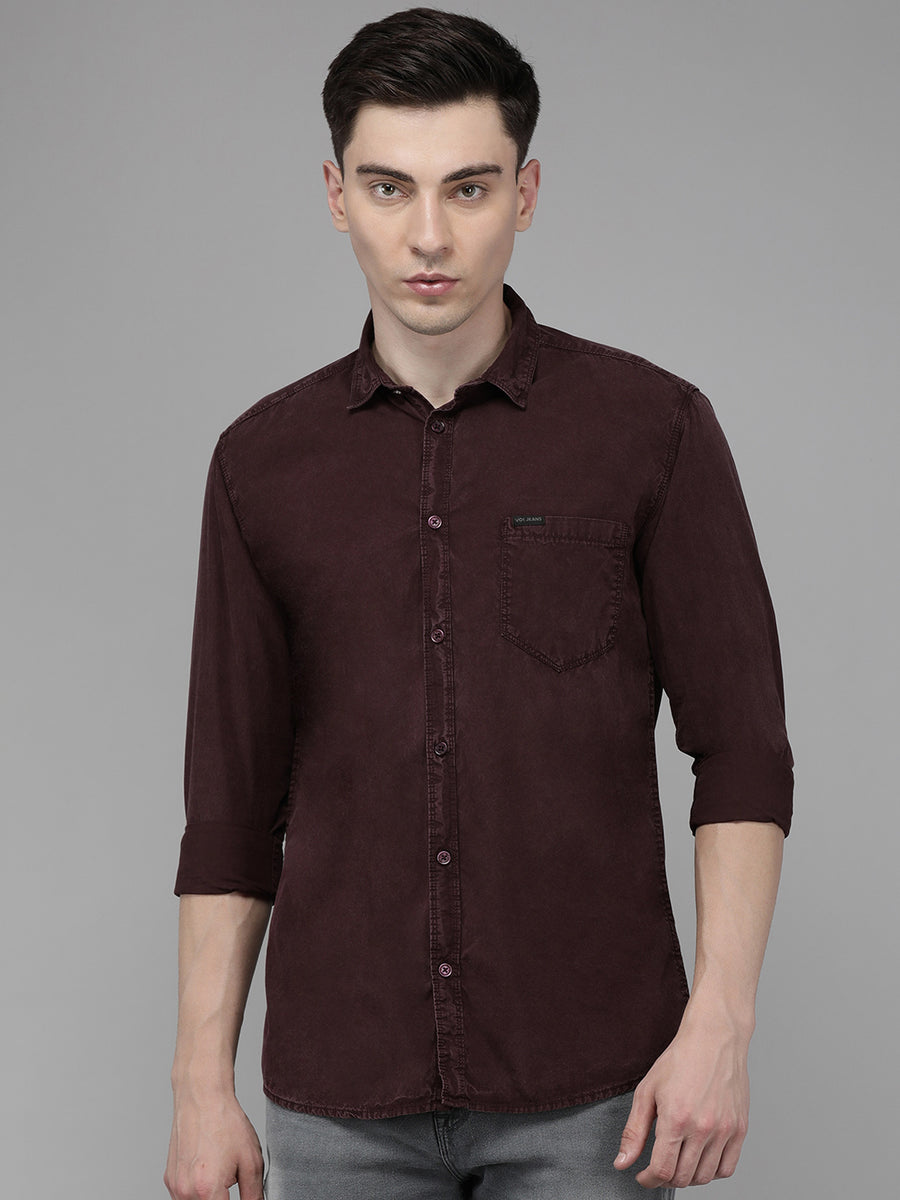 Men Maroon Over Dyed shirt