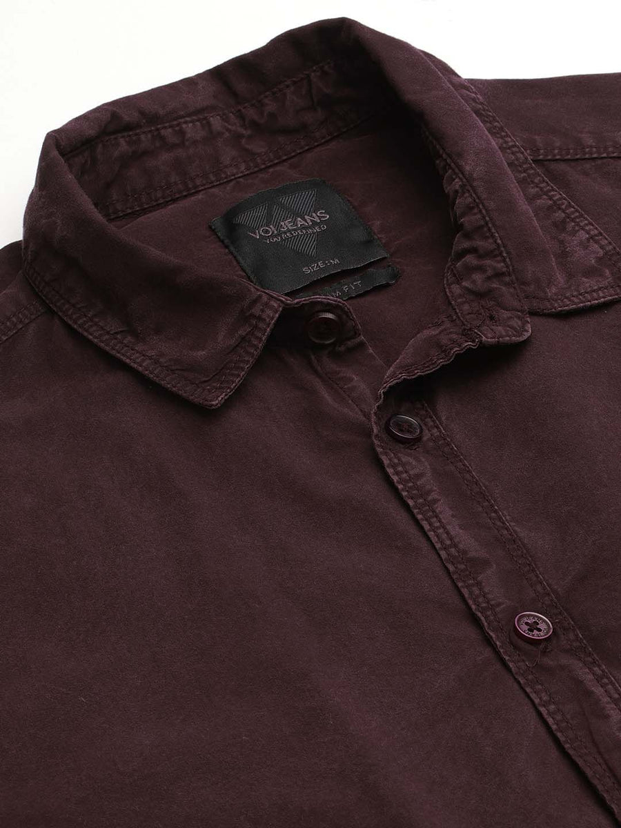 Men Maroon Over Dyed shirt