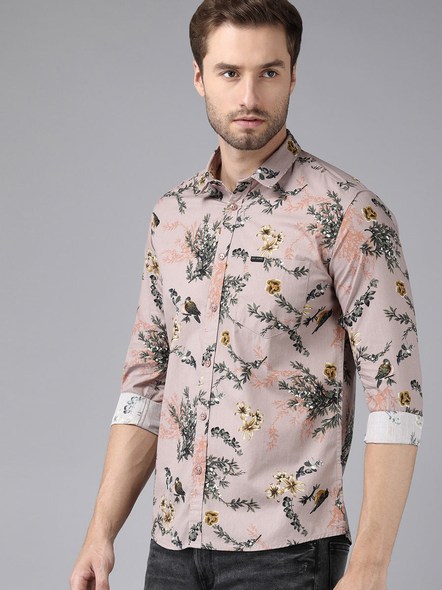 Men's Peach Floral printed Shirt