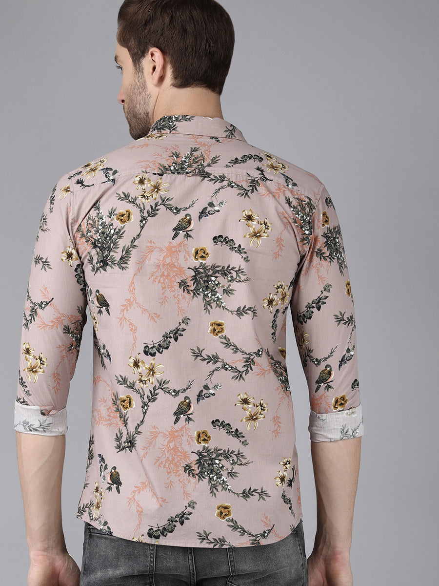 Men's Peach Floral printed Shirt