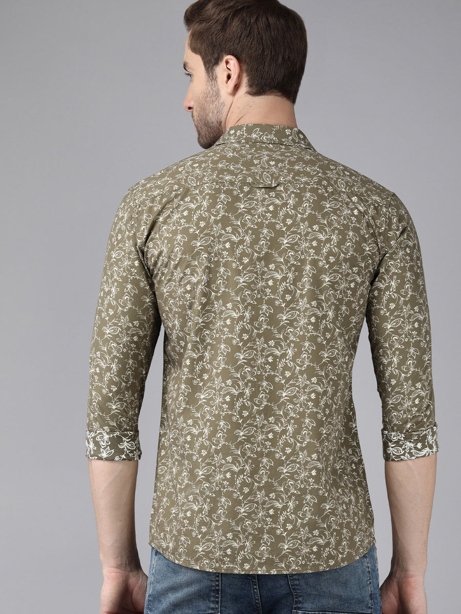 Men's Olive Floral printed Shirt