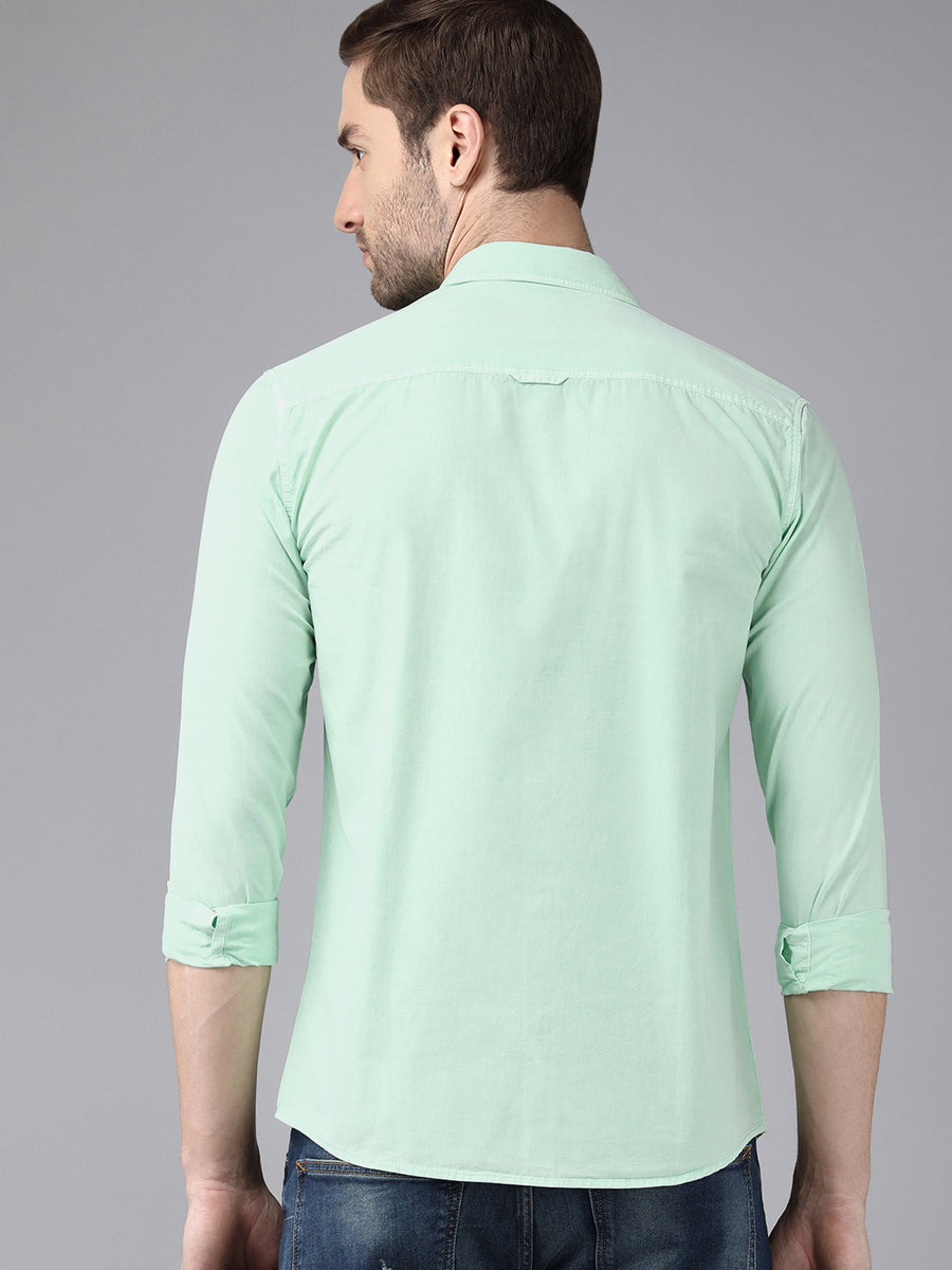 Men's Green Solid Casual Shirt