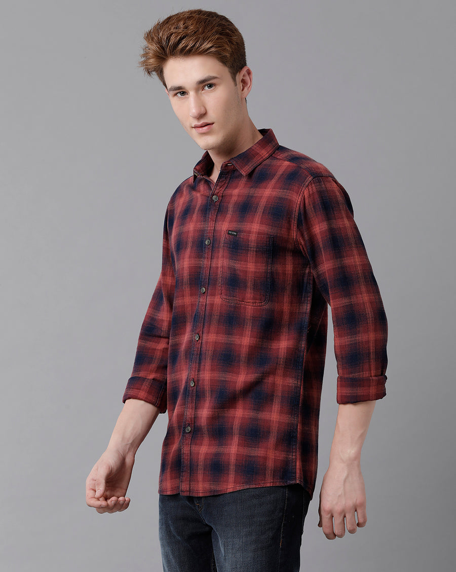 Shirt: Buy VOI Jeans Men's Red indigo Checks Slim Fit Shirt | VOI Jeans ...