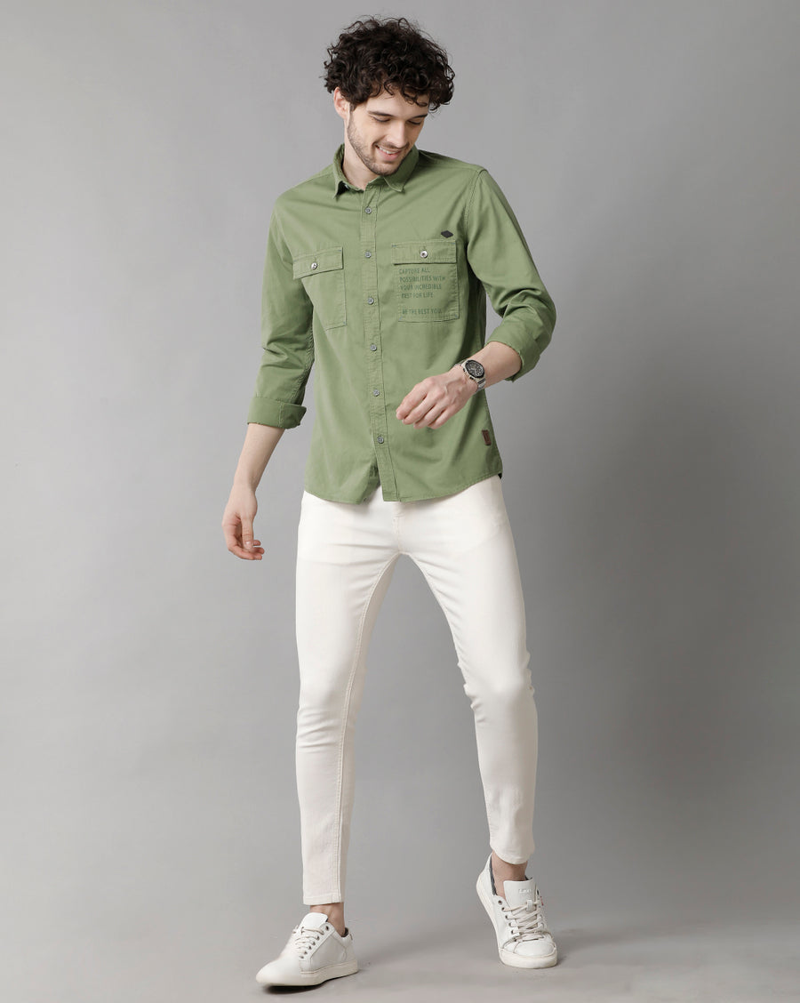 Men Solid Slim Fit Casual Shirt