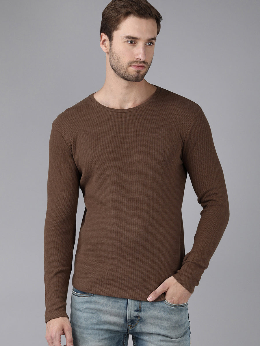 Men's Brown waffle Knitted T-Shirt