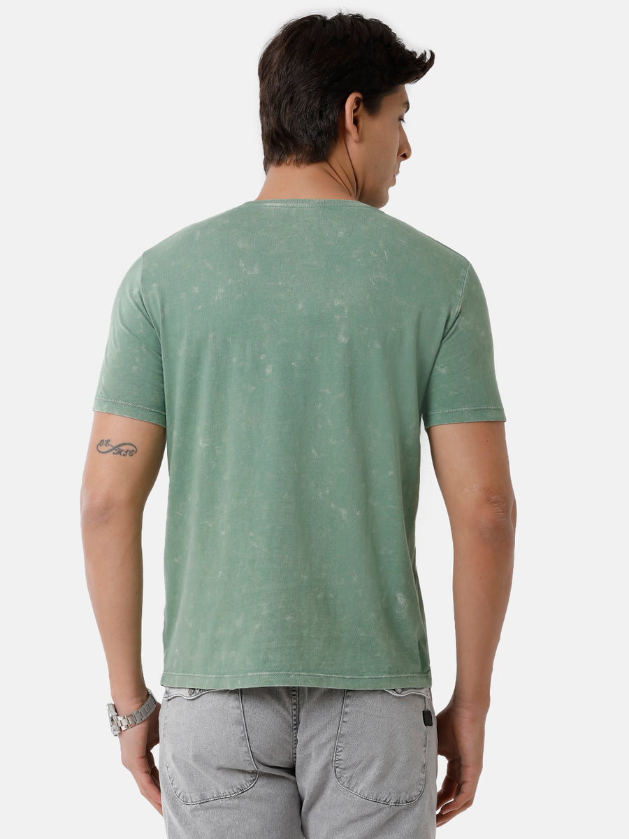 Men's Green Acid Washed Tshirt