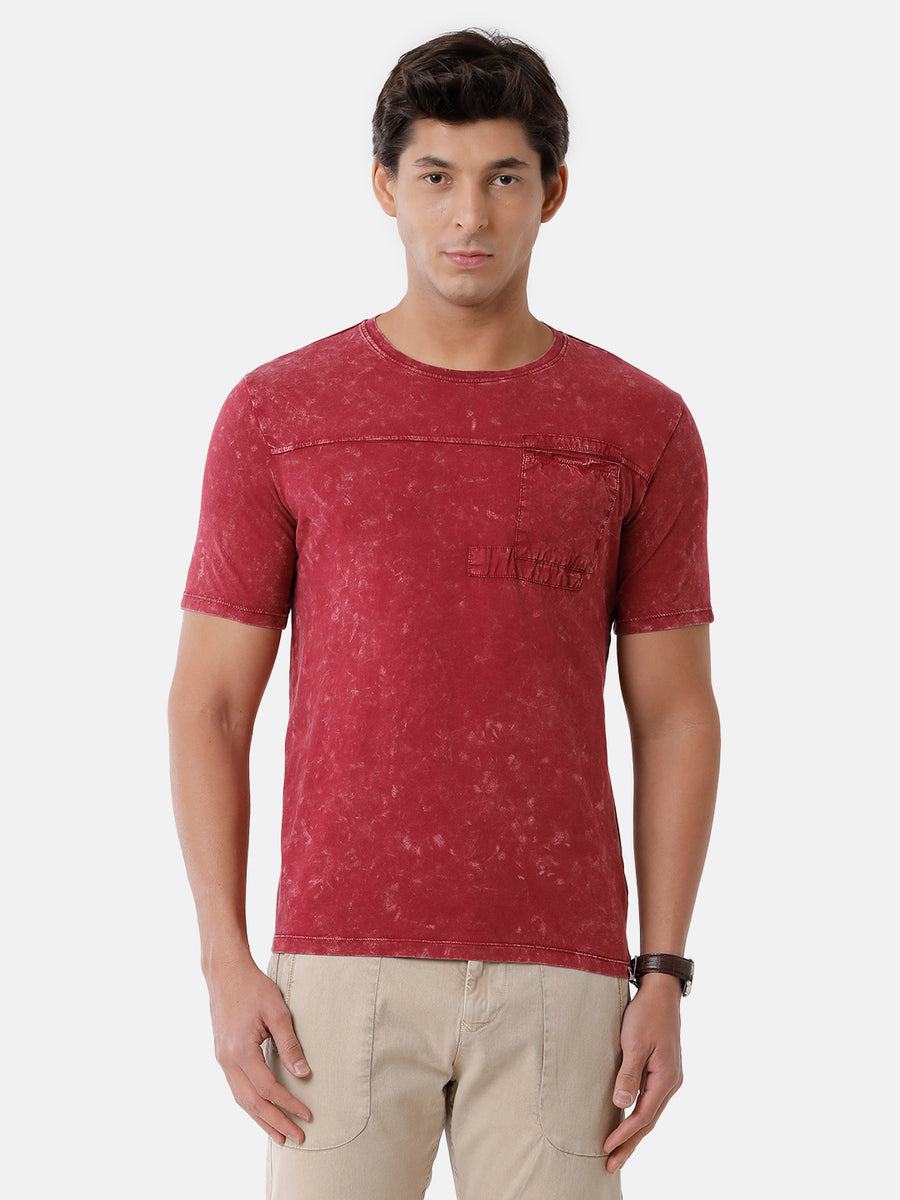 Men's Red Acid Washed Tshirt