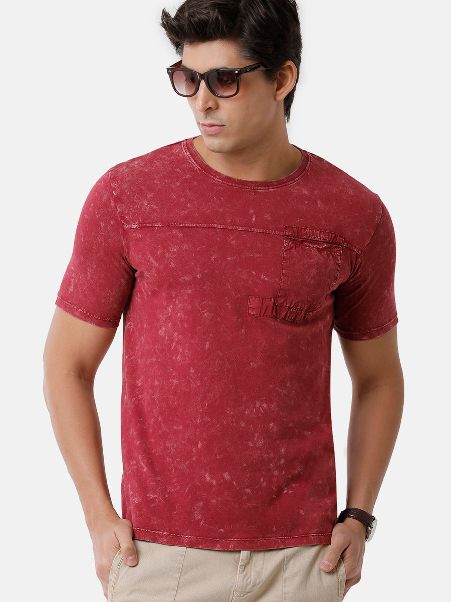 Men's Red Acid Washed Tshirt