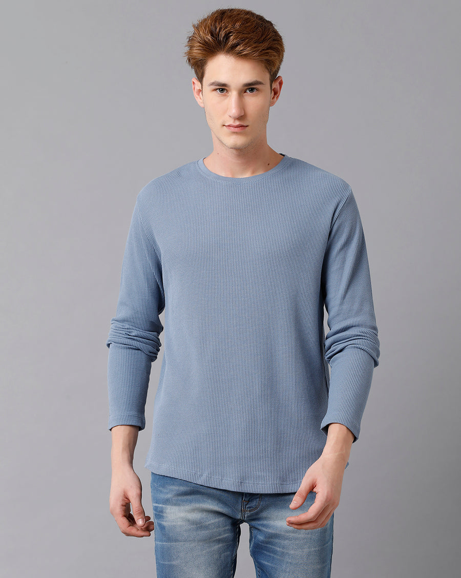 VOI Jeans Men's Faded Denim Full Sleeve T-shirt