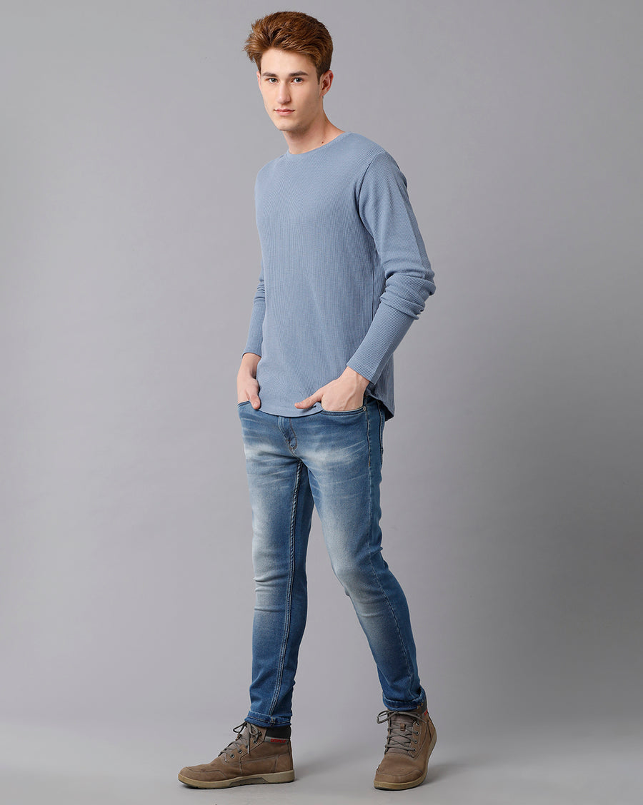 VOI Jeans Men's Faded Denim Full Sleeve T-shirt