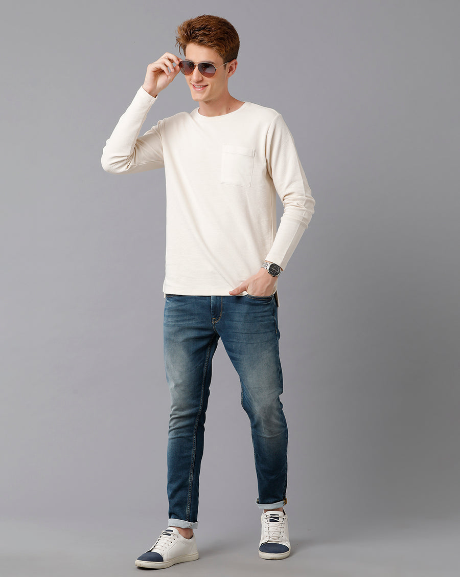 VOI Jeans Men's Solid Kora Cotton Regular Fit Crew Neck T-Shirt