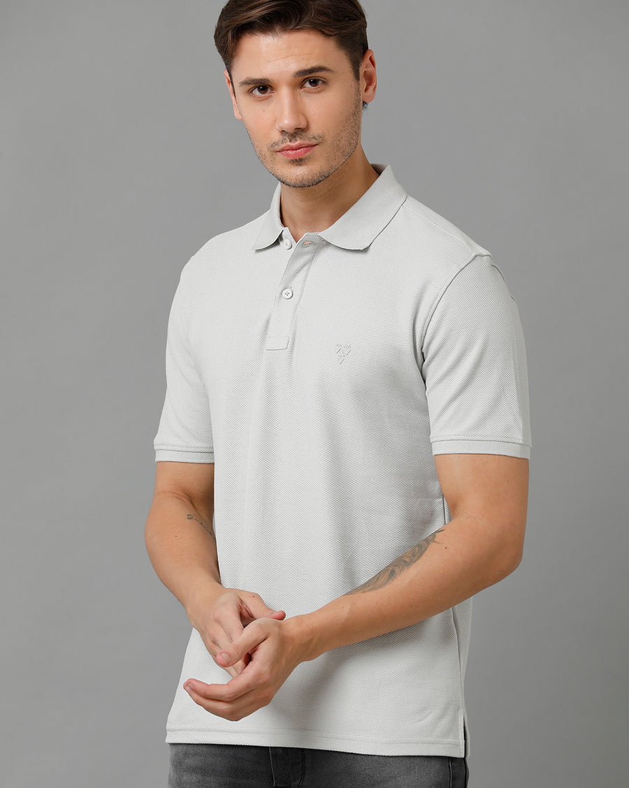 Men's Grey Regular Fit Polo T-shirt