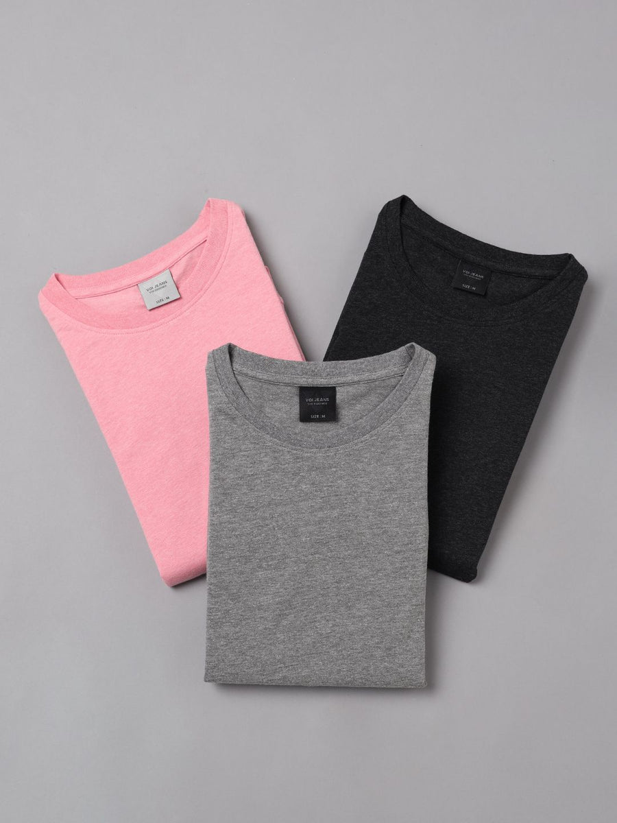 Voi Jeans Men's Pack of 3 Regular Fit T-shirts